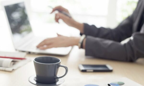 woman using the laptop