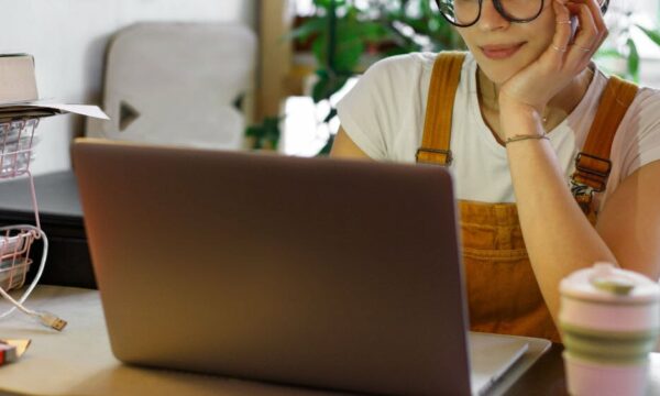 woman using a laptop